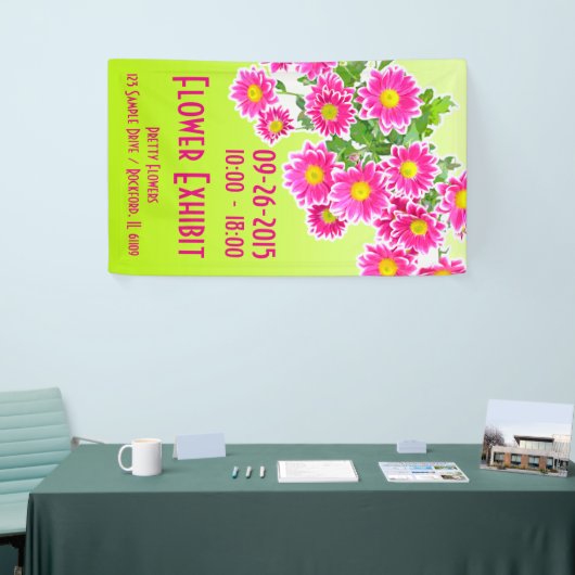 Roze Daisies / Asters Bouquet + jouw ideeën Spandoek (Beurs)