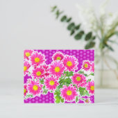 Roze Daisies / Asters Bouquet & Stippen + jouw ide Briefkaart (Staand voorkant)