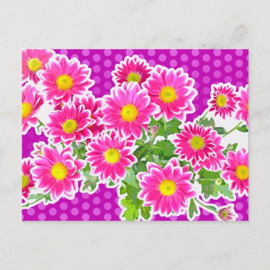 Roze Daisies / Asters Bouquet & Stippen + jouw ide Briefkaart (Voorkant)
