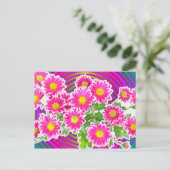 Roze Daisies / Asters Bouquet & Strips + jouw idee Briefkaart (Staand voorkant)