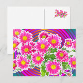Roze Daisies / Asters Bouquet & Strips + jouw idee Briefkaart (Voorkant / Achterkant)