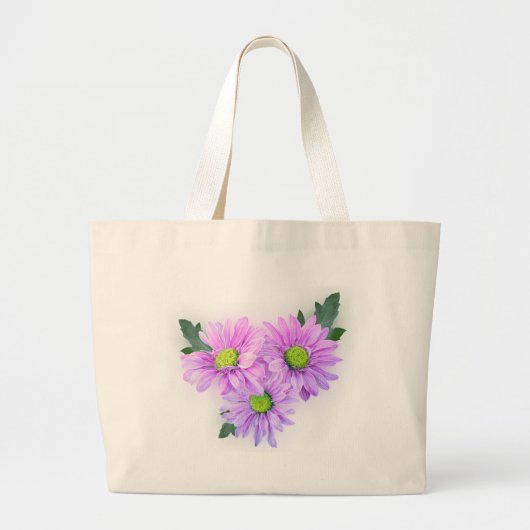 Roze Daisies Bag Grote Tote Bag (Voorkant)