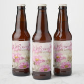 Roze Daisies Bierfles Label Romantische bloemen Bier Etiket (Flessen)