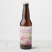 Roze Daisies Bierfles Label Romantische bloemen Bier Etiket (Voorkant)
