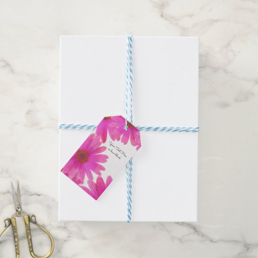 Roze Daisies Bloemen Daisy Elegant Custom Favor Cadeaulabel (Met Touw)