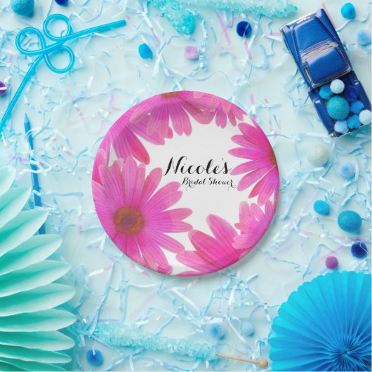 Roze Daisies Bloemen Daisy Elegant Custom Party Papieren Bordje (Feest)