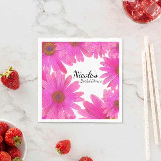 Roze Daisies Bloemen Daisy Elegant Custom Party Servetten (Insitu)