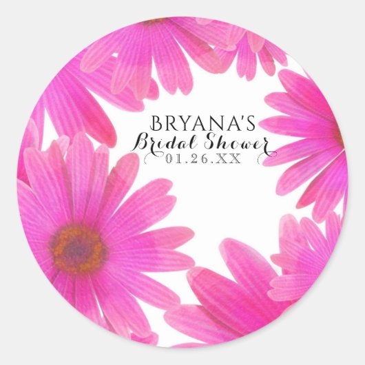 Roze Daisies Bloemen Daisy Spring Party Favor Ronde Sticker (Voorkant)