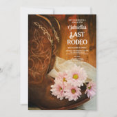 Roze Daisies Boots Last Rodeo Bachelorette Party Kaart (Voorkant)
