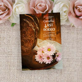 Roze Daisies Boots Last Rodeo Bachelorette Party Kaart