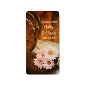 Roze Daisies Boots Western huwelijk Dank je Label (Voorkant)