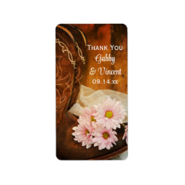 Roze Daisies Boots Western huwelijk Dank je Label