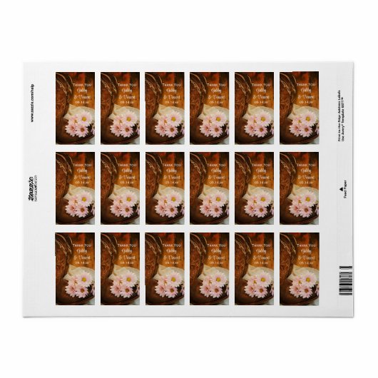 Roze Daisies Boots Western huwelijk Dank je Label (Full Sheet)