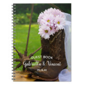 Roze Daisies Boots Western Wedding Guest Book Notitieboek (Voorkant)