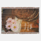 Roze Daisies Cowboy Boots country Western Wedding Deken (Voorkant)