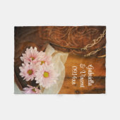 Roze Daisies Cowboy Boots country Western Wedding Fleece Deken (Voorkant (Horizontaal))