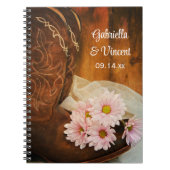 Roze Daisies Cowboy Boots country Western Wedding Notitieboek (Voorkant)