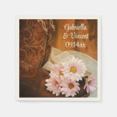 Roze Daisies Cowboy Boots country Western Wedding Servetten (Voorkant)