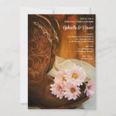 Roze Daisies Cowboy Boots Wedding Rehearsal Dinner Kaart (Voorkant)