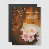 Roze Daisies Cowboy Boots Wedding Save the Date Magnetische Uitnodiging (Voorkant / Achterkant)
