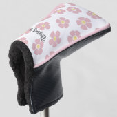Roze Daisies Dames Golfkop Hoesje Golfheadcover (3/4 voorkant)