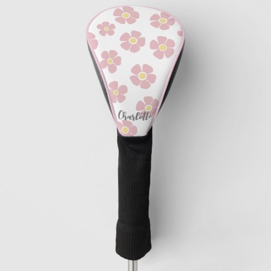Roze Daisies Dames Golfkop Hoesje Golfheadcover (Voorkant)