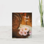 Roze Daisies en Cowboy Boots Western Dank je wel Bedankkaart (Voorkant)