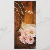 Roze Daisies en Cowboy Boots Western Wedding Menu (Voorkant)