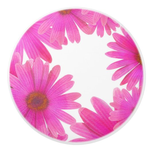 Roze Daisies Floral Daisy Elegant Land Rustin Keramische Knop (Voorkant)
