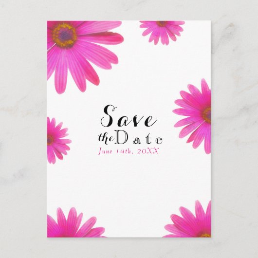 Roze Daisies Floral Daisy Elegant Save the Date Aankondigingskaart (Voorkant)