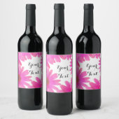 Roze Daisies Floral Daisy Elegant Wine Labels Wijn Etiket (Flessen)