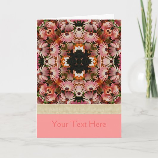Roze Daisies Flower Kaleidoscope Photo Card Kaart (Voorkant)