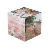 Roze Daisies Foto Kubus Romantische bloemen (Achter hoekig)