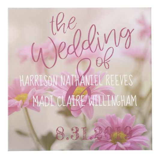 Roze Daisies Foto Kubus Romantische bloemen (Voorkant)