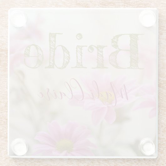 Roze Daisies Glas Onderzetter Romantische Bloemen Glazen Onderzetter (Achterkant)