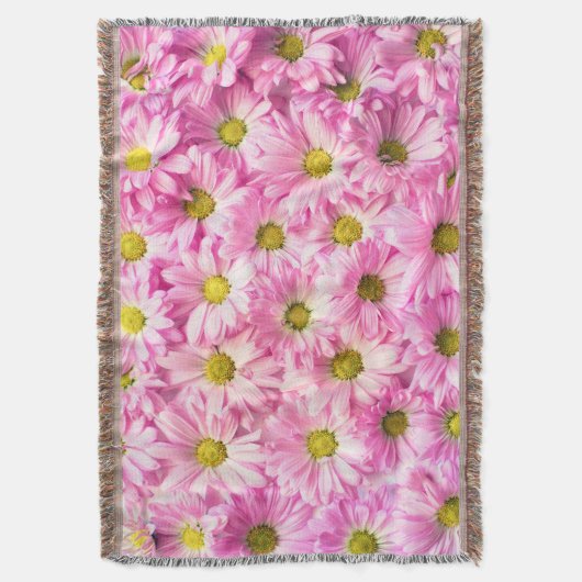 Roze Daisies Gooi Deken (Voorkant Verticaal)