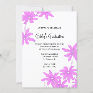 Roze Daisies Graduation Party Invitation Kaart