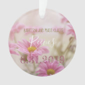 Roze Daisies Huwelijk Acryl Ornament Bloemen (voorkant)