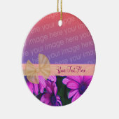 Roze Daisies lint je fotoornament Keramisch Ornament (Rechts)