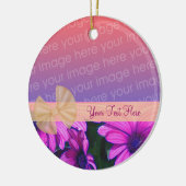 Roze Daisies lint je fotoornament Keramisch Ornament (Links)