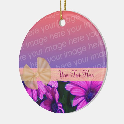 Roze Daisies lint je fotoornament Keramisch Ornament (Links)
