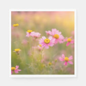 Roze Daisies Meadow Servet (Voorkant)