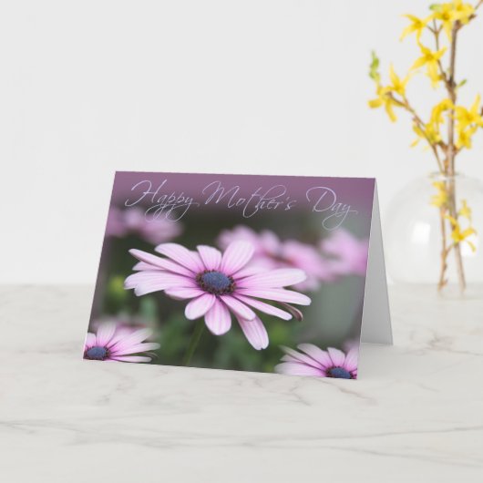 Roze Daisies Moederdag Kaart (Gele Bloem)