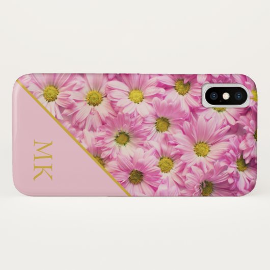Roze Daisies Monogram Case-Mate iPhone Case (Achterkant (horizontaal))