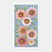 Roze Daisies op Blauwe Bloemen Botanische Kunst Servet (Voorkant)