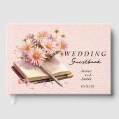 Roze Daisies op Open Boek Trouwen (Voorkant)