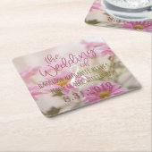 Roze Daisies Papier Onderzetter Set Romantische Bl (Schuin)