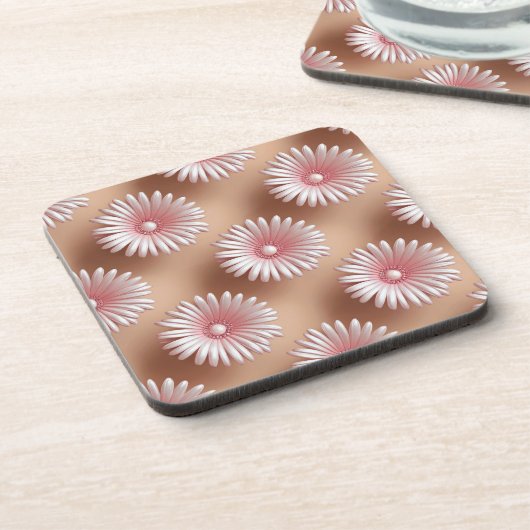 Roze Daisies Plastic Onderzetter Set (Linkerzijde)