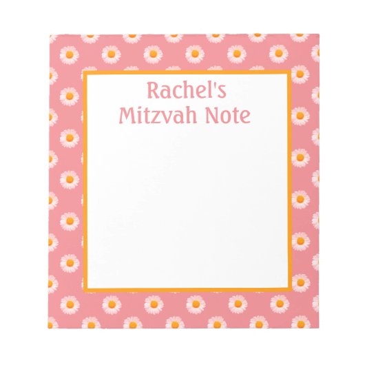 Roze Daisies Retro Mitzvah Note Meisjes Notitieblo Notitieblok (Voorkant)