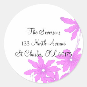 Roze Daisies Return Address Ronde Sticker